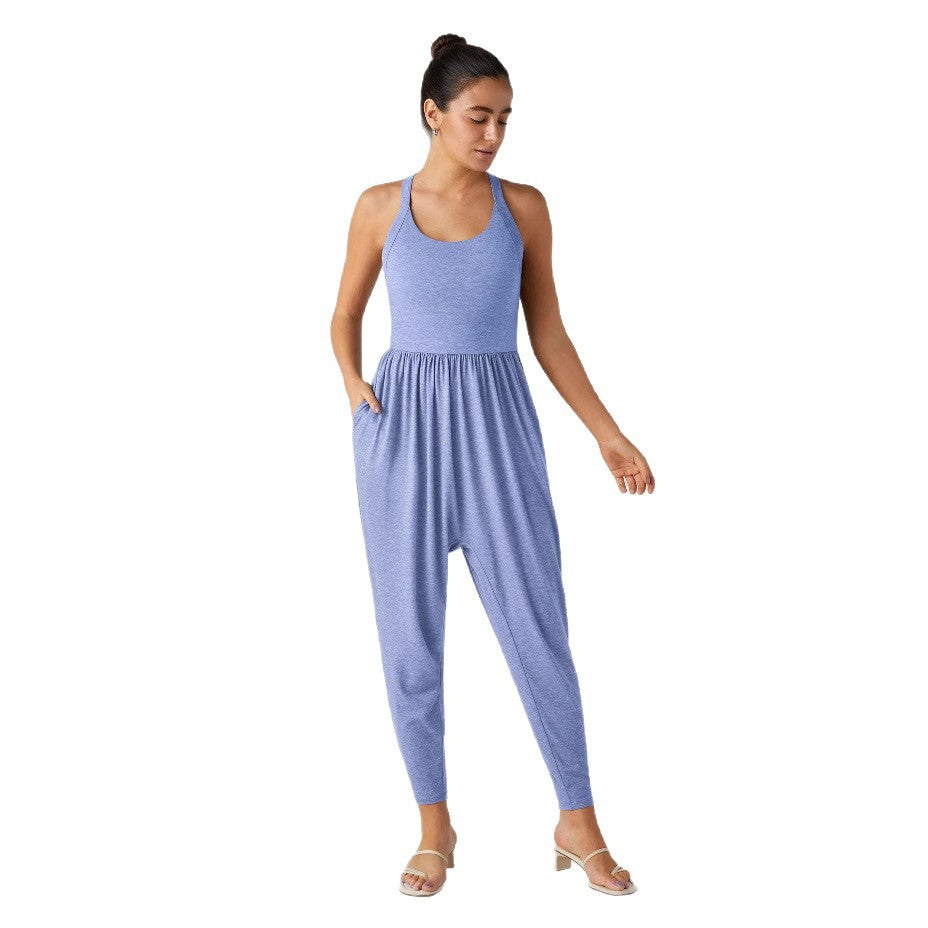 Dame livlig jumpsuit med lommer og bred pasform Stilla