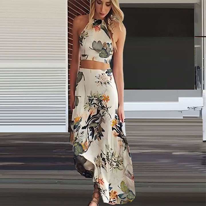 Dame to-delt sæt med blomsterdesign og elegant snit Stilla