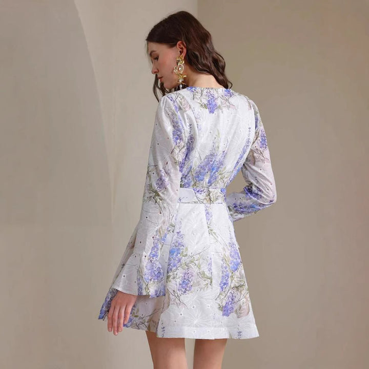 Dame Floral Bellærme Mini Kjole Stilla