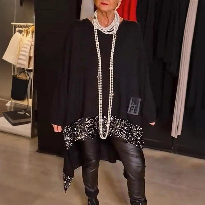 Dame Oversized Sweater med glitrende kant Stiila