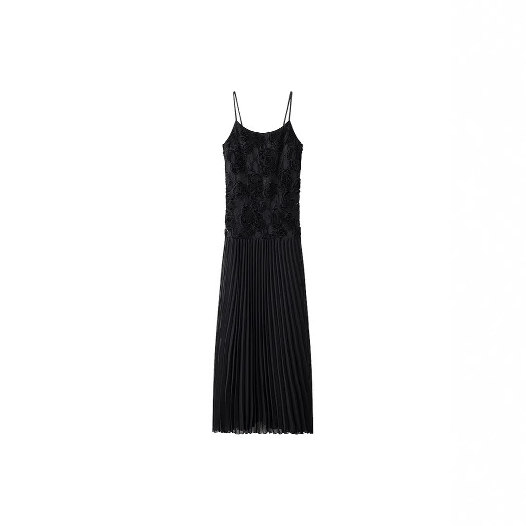 Dame elegant maxikjole med raffineret plisséfold-design og blomstret overdel Stilla