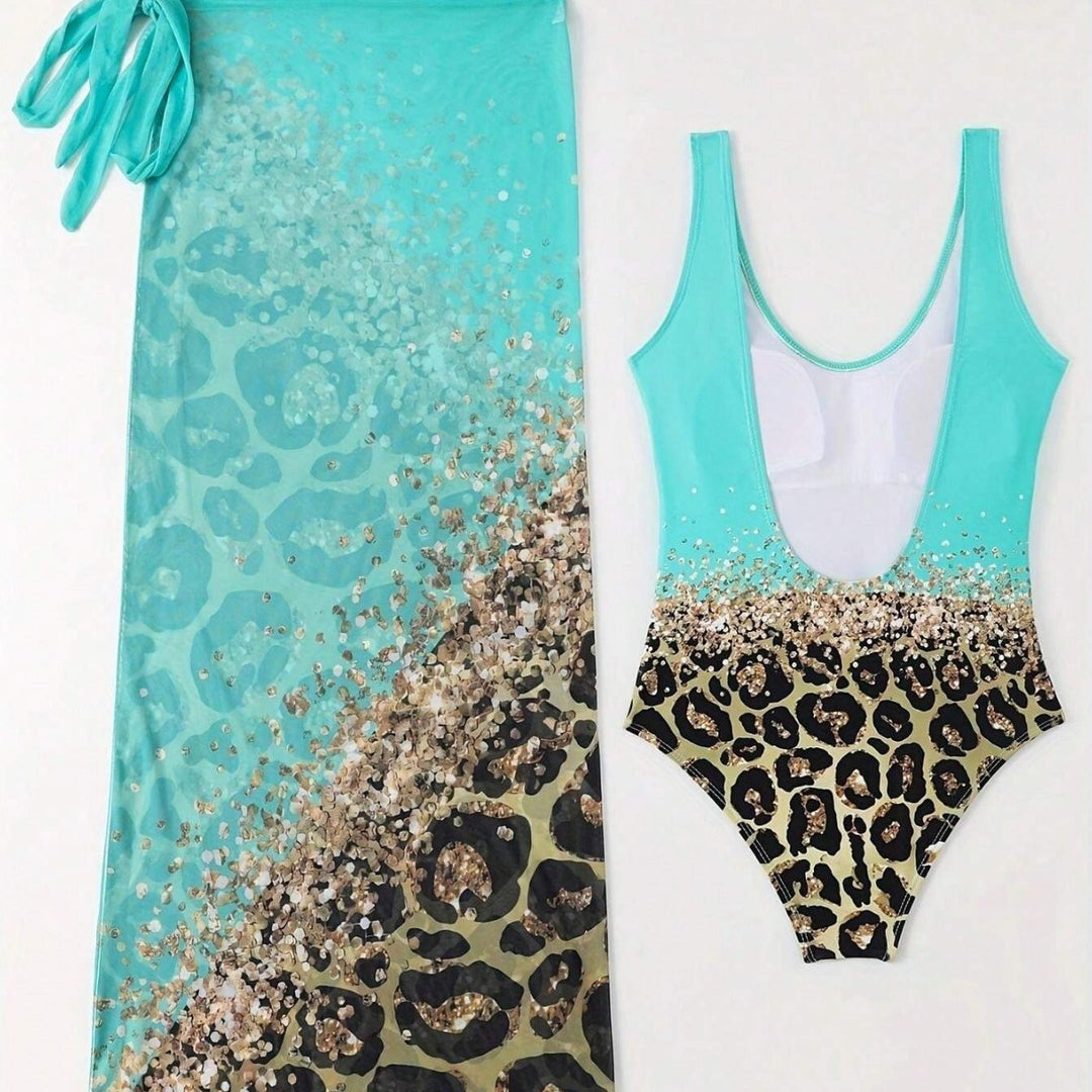 Femme Elegante Dyreprint Monokini med Transparent Dækning Stilla