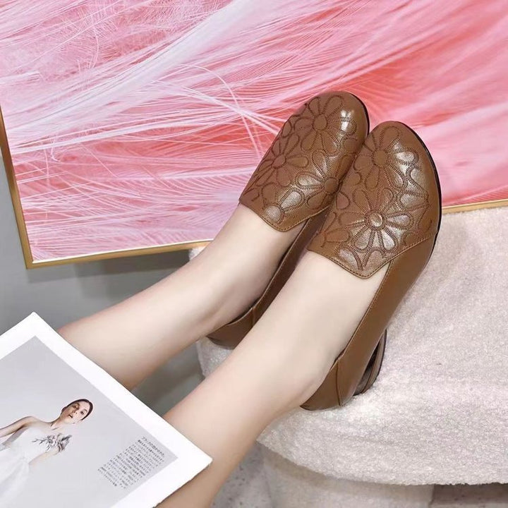 Dame Blomsterprægede Slip-On Højhælede Sko Stilla