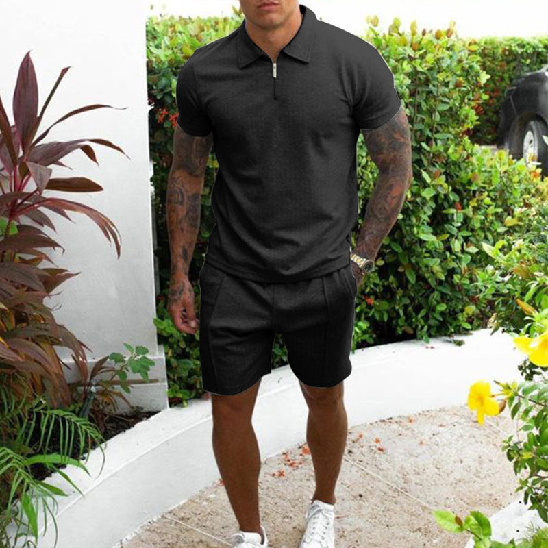 Herrer Komfortabelt Fritids Polo- og Shorts-Sæt Stilla