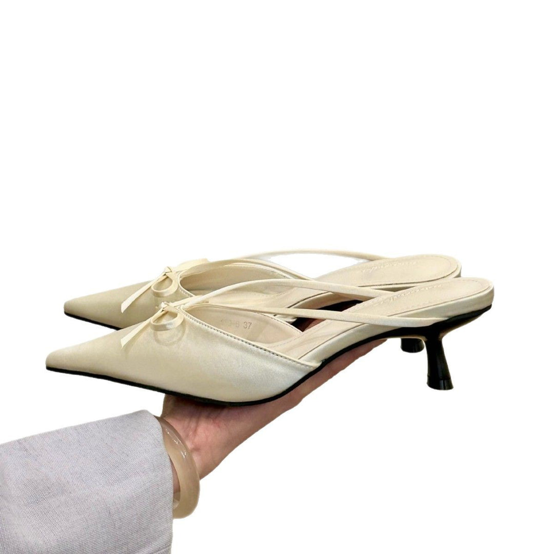 Dame Spidse Tå Slingback-Hæle med Sløjfe-Detalje Stilla