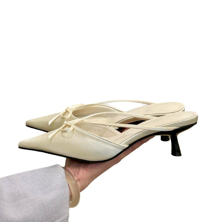 Dame Spidse Tå Slingback-Hæle med Sløjfe-Detalje Stilla