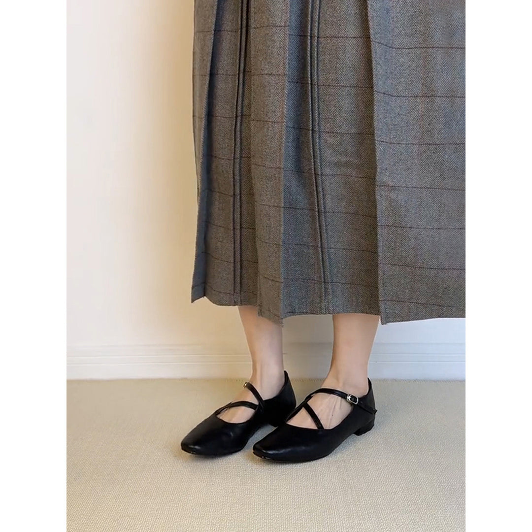 Dame Elegant Riemchen Mary Jane Ballerinas med justerbart ankelrem Stilla