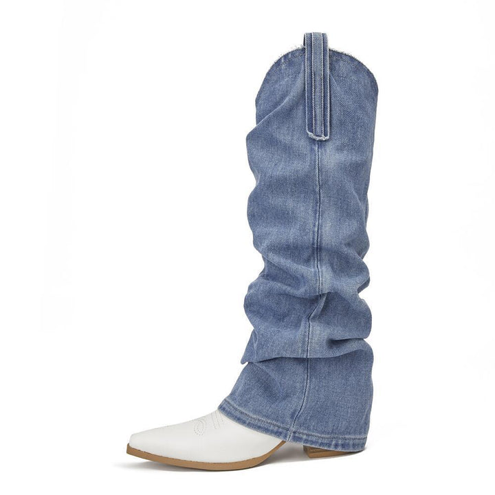Femme Over-knæet Slouchy Denim Støvler Stilla