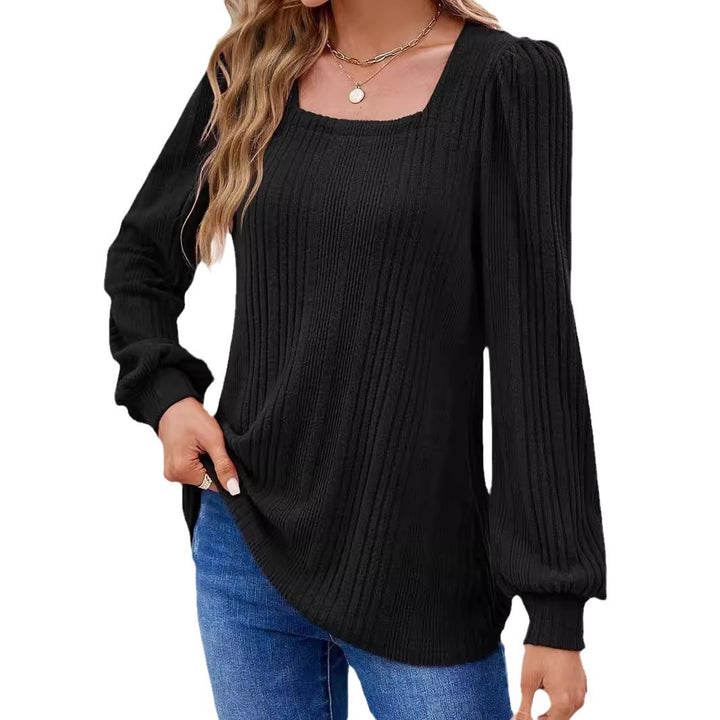 Dame Elegant Ribstrik pullover med puffærmer Stilla
