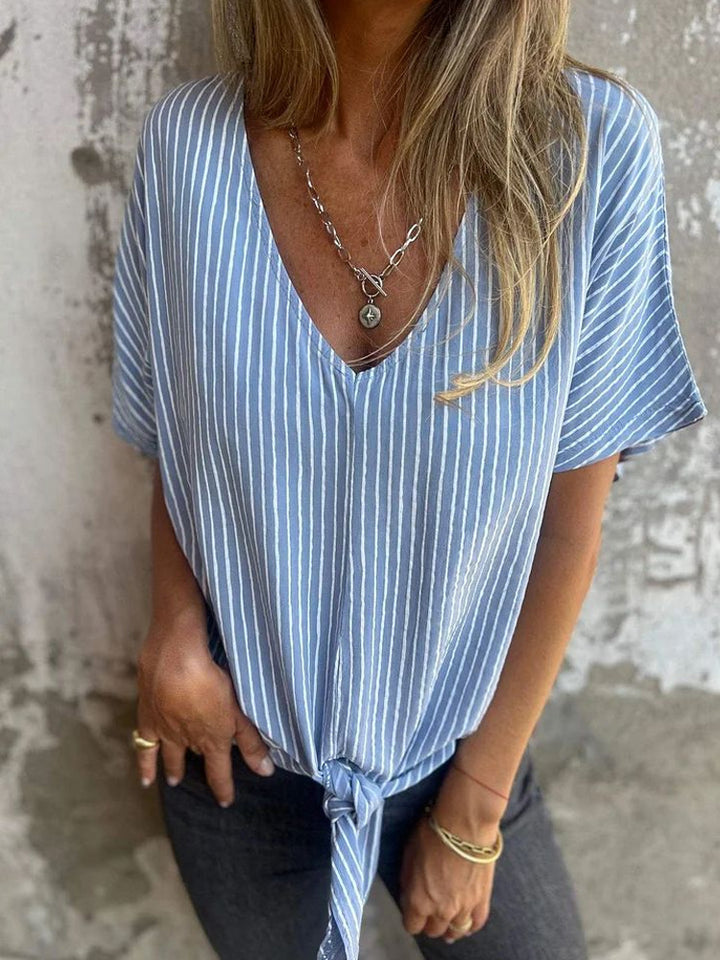 Dame Glitrende V-Pullover Bluse Skovae