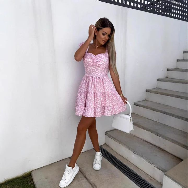 Dame Rynkede Blomster Mini Kjole Stilla 1751507421