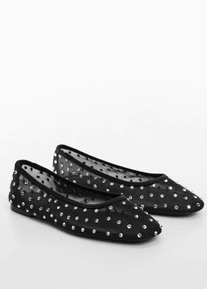 Dame strass-prydede ballerina flats  Stilla
