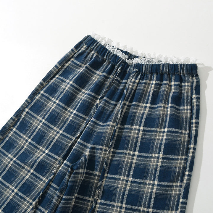 Dame pyjamabukser med afslappet ternede mønster og elastisk talje Stilla