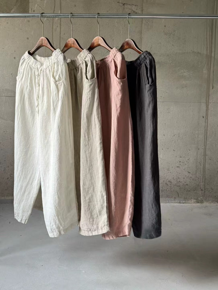 Dame Højhalset Relaxed Fit Linnedbukser Stilla