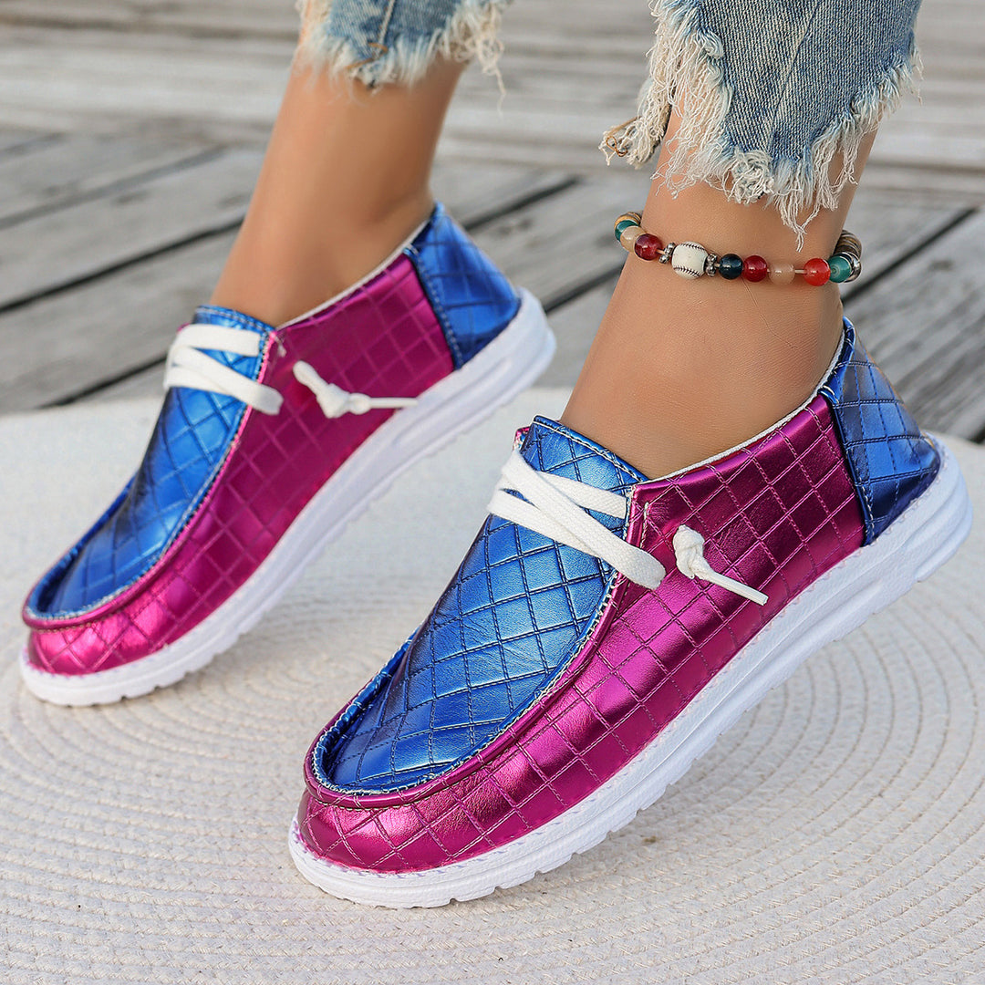Damer mode fritidssneakers med glittrende overmateriale og raffineret dekorativ stikning Stilla