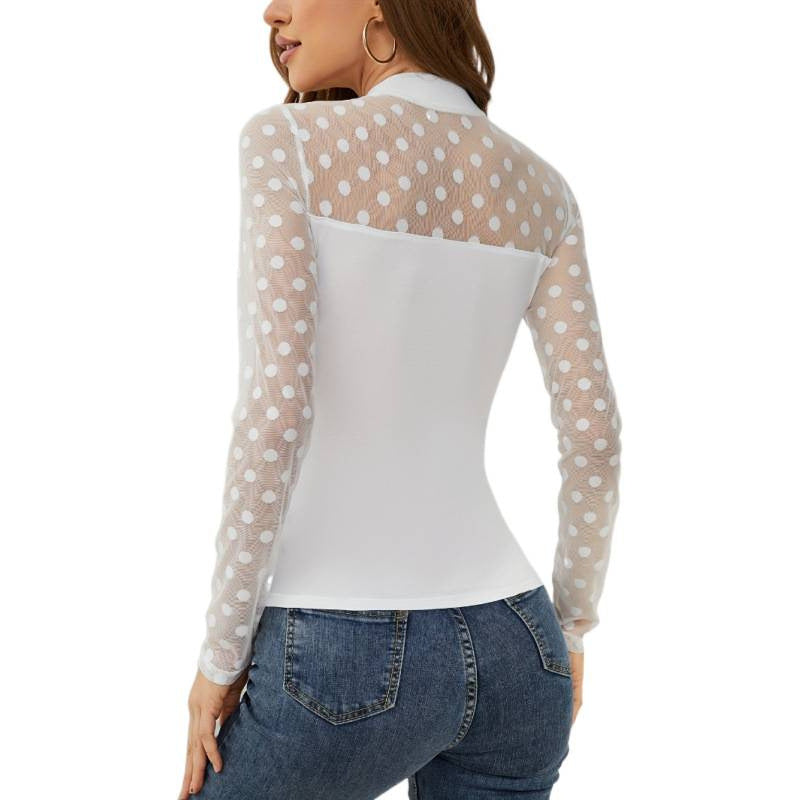 Dame Langærmet bodystocking med transparente prikker og tætsiddende snit Skovae