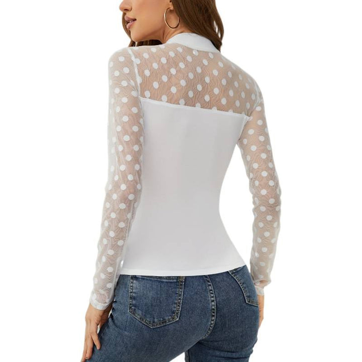 Dame Langærmet bodystocking med transparente prikker og tætsiddende snit Skovae