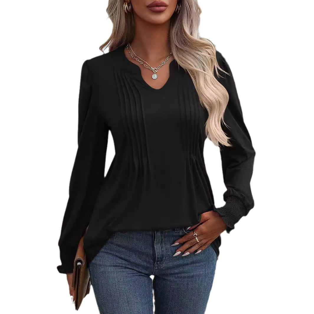 Damebluse med raffinerede folder Stilla