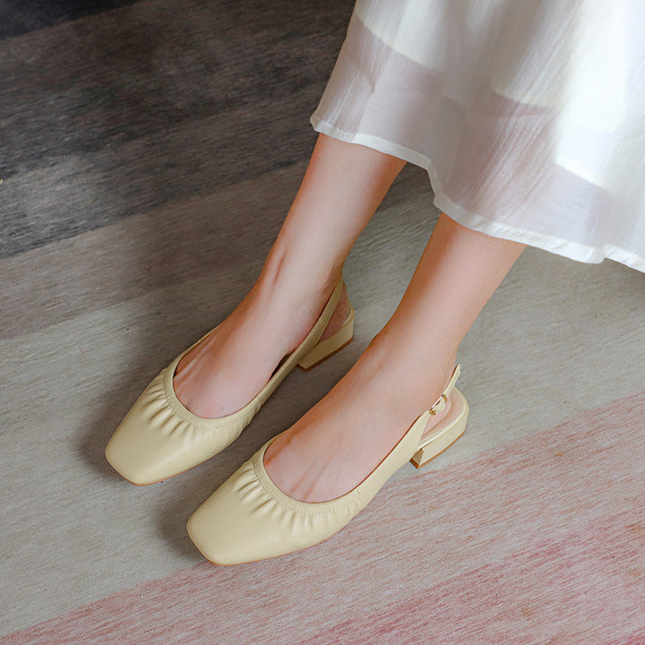 Kvinder Slingback Low-Heel Ballerinas med foldet design Stilla