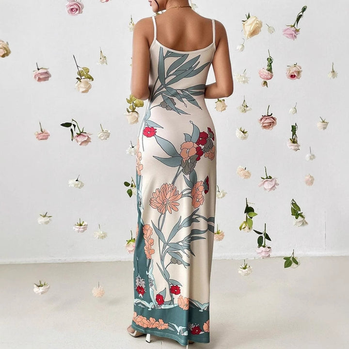 Dame Blomster Spaghetti-stropper Maxi-kjole Stilla