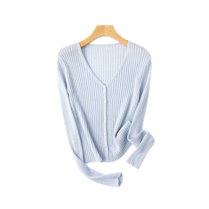 Femme Klassisk V-hals Ribstrik-Cardigan Stilla