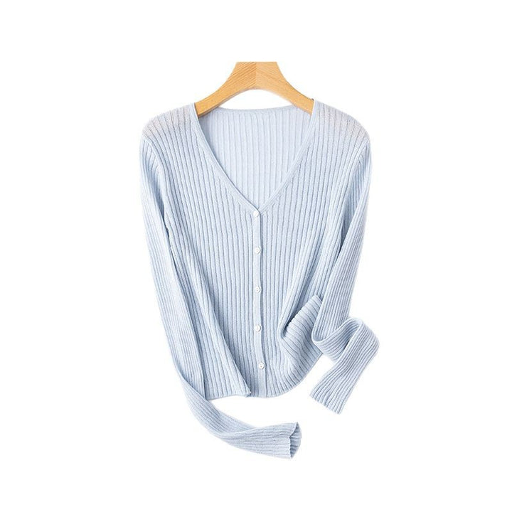 Femme Klassisk V-hals Ribstrik-Cardigan Stilla