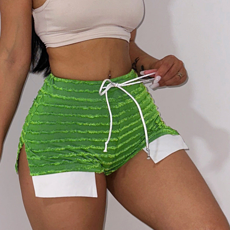 Dame fashionable stribede snoretræk-shorts Stilla