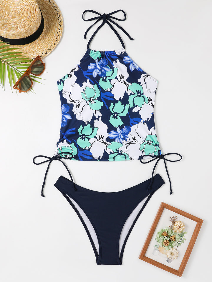 Dame bikini sæt med trendy palmemotiv og justerbar top Stilla
