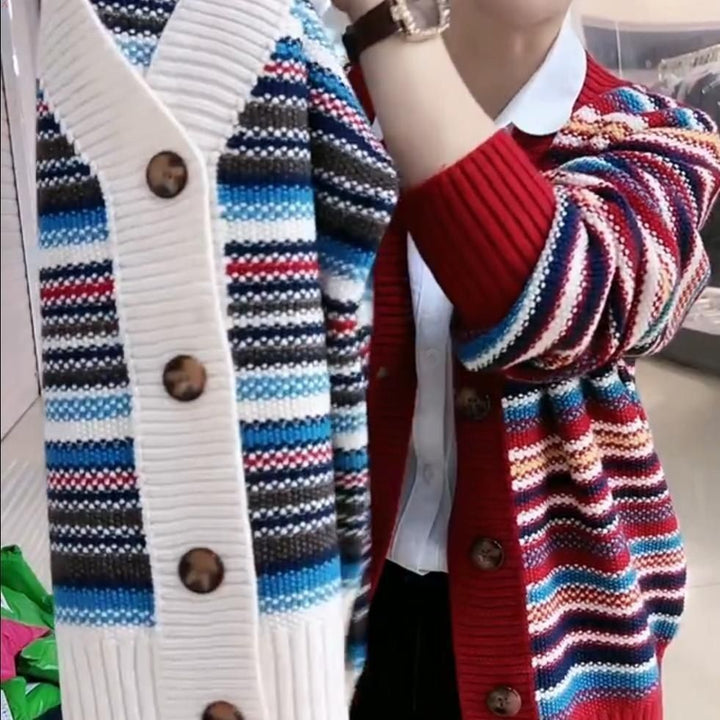 Kvinders cardigan med alsidig stribedesign Stilla