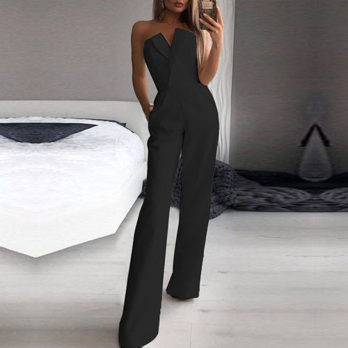 Dame Elegant Jumpsuit med Rynker og struktureret Overdel Stilla