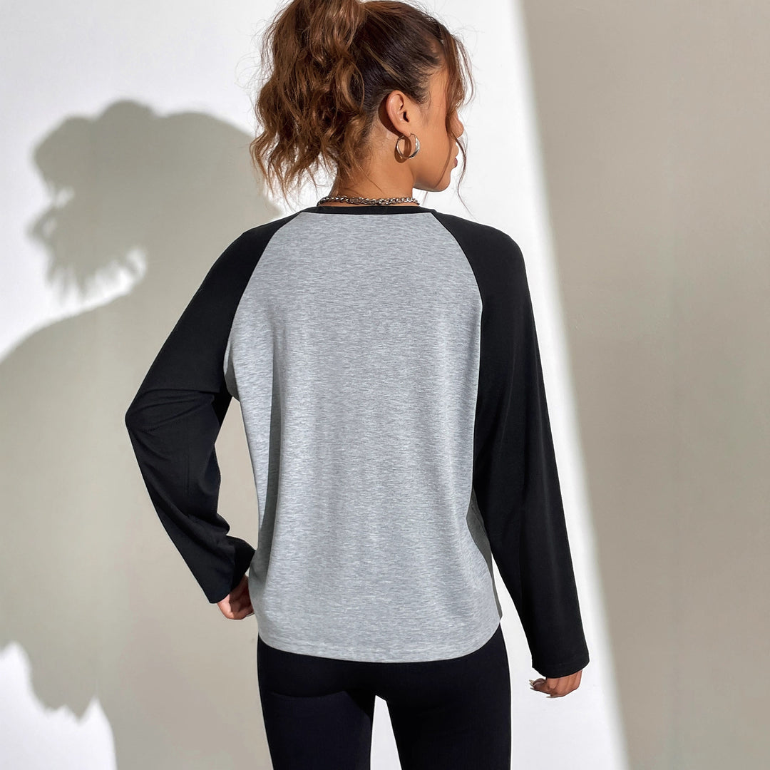 Kvinders Casual Raglan Skjorte med Grafisk Design Stilla