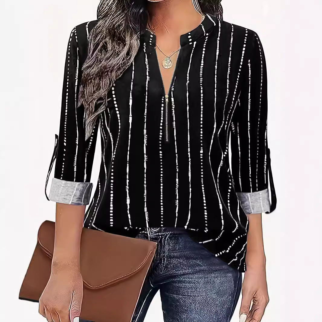 Dame Casual Bluse med stilfuldt stribemønster Stilla