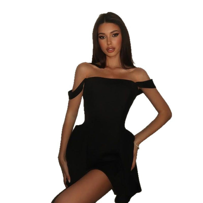 Dame Off-Shoulder Cocktailkjole med A-linje og elegante draperinger Stilla