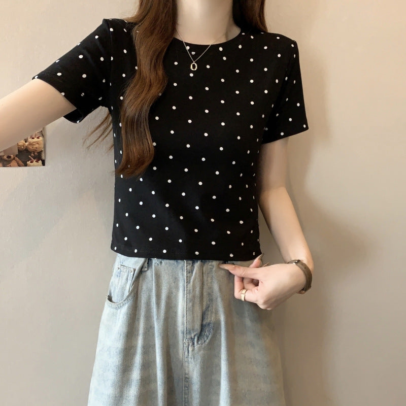 Femme Kortærmet Polka-Prikket Mønster Top Stilla