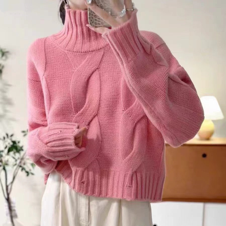 Femme Chunky Strikpullover med høj hals Stilla
