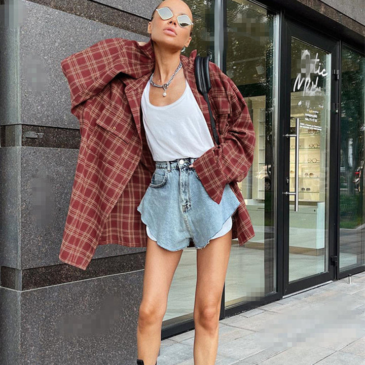 Damer Oversized Karo Shacket Stilla