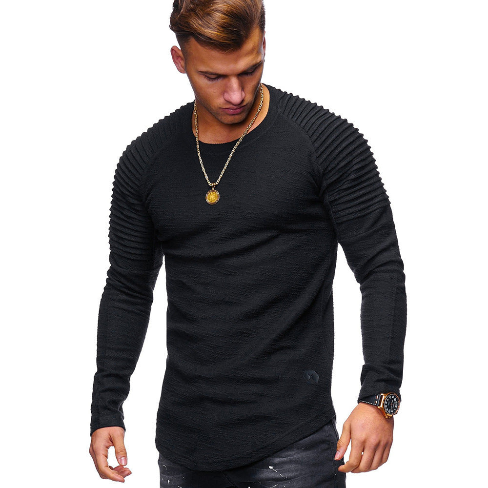 Herrer elegant langærmet pullover med struktureret design og smal pasform Stilla