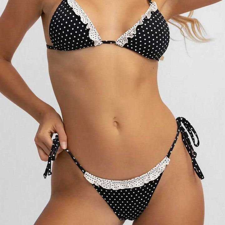 Dame trekant-bikini med spidsdetaljer Skovae