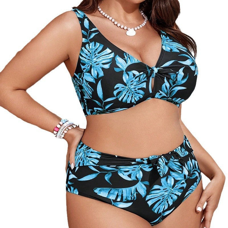 Dame bikini sæt med blomstret design og justerbar knude Skovae