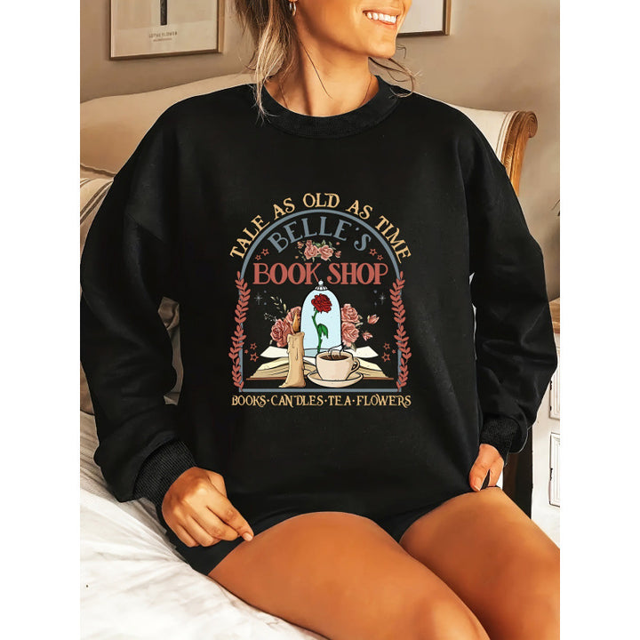 Dame sweatshirt med unikt boghandel motiv Stilla