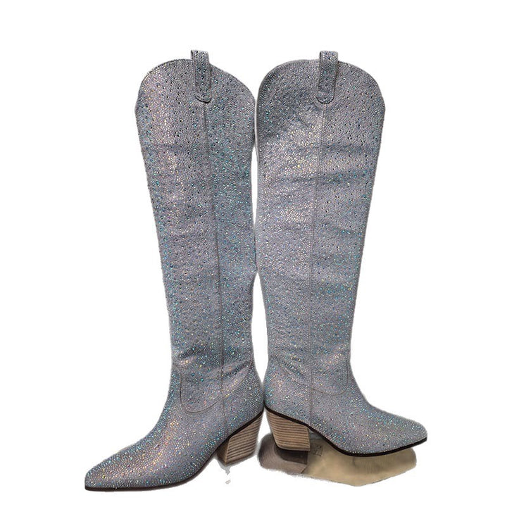Femme Over-knæet Glam Shimmer Stiletto Støvler Stilla