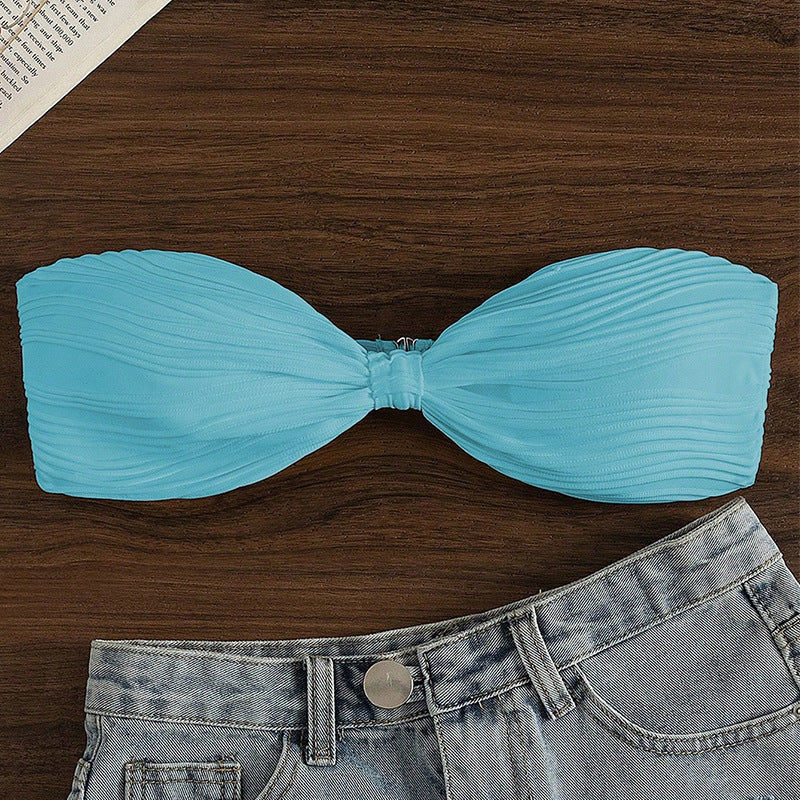Dame bandeau-bikini-top med plisseret design Skovae