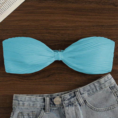Dame bandeau-bikini-top med plisseret design Skovae