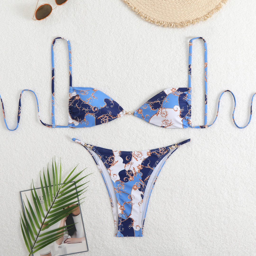 Femme Leopard Print Bikini Sæt med justerbare stropper og metalliske accenter Stilla