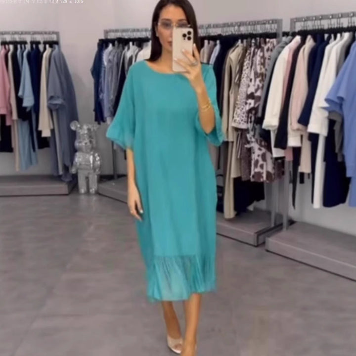 Dame Relaxed Fit Midikjole med Ruffle-saum Stilla
