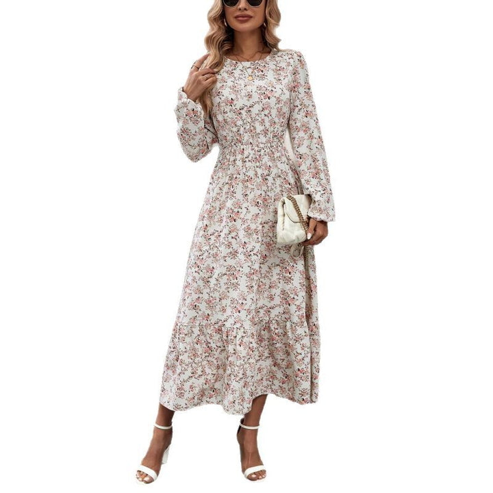Dame Maxi-kjole med elegante flæsedetaljer og floral design Stilla