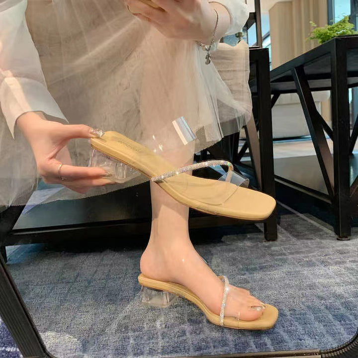 Dame Elegante Rem-sandaler med gennemsigtig hæl og glitrende detalje Stilla