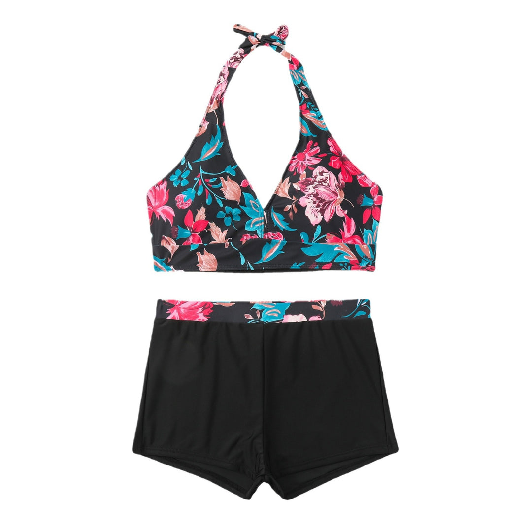 Dame Sport-Bikini med højt skåret trusser og blomsterprint Stilla