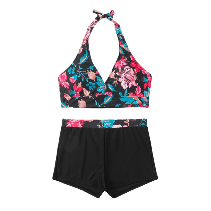 Dame Sport-Bikini med højt skåret trusser og blomsterprint Stilla