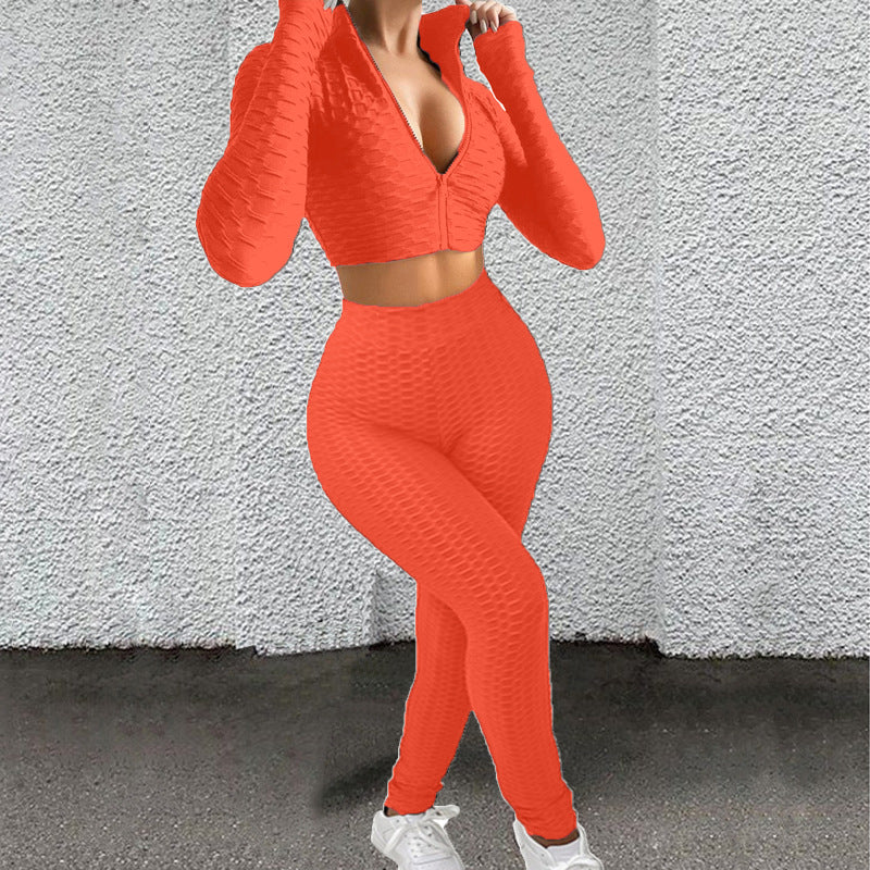 Højtydende activewear-sæt til damer med lynlås